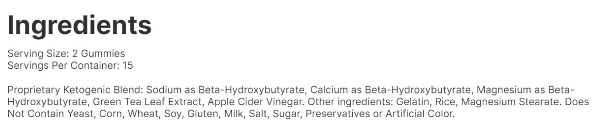 Fitness Keto Gummies INGREDIENTS 1